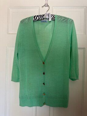 Cynthia Rowley lightweight mint green V-neck cardigan